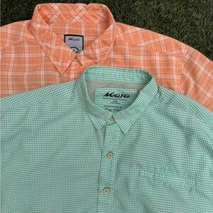 Set of 2 Mojo Men’s Vented Fishing Shirts Mr. Big Sport Check Coastal Plaid 2XL